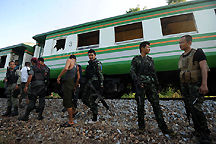 soldiers stop train